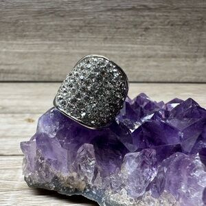 Silver Colored Rhinestone Ring
